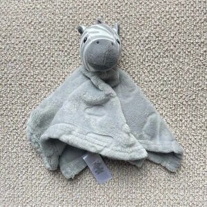 Primark Lovey Zebra Security Blanket Gray White Plush Toy Rattle Stuffie Plush